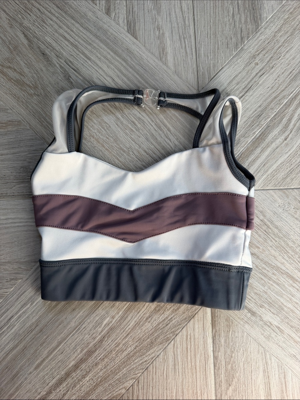 Tiger Friday CL Dance Crop Top in White, Mauve & Charcoal